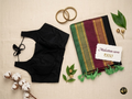 Emerald & Wine Gold Border Mulcotton Saree