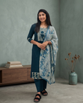 Soft Cotton Churidar With Organca Shall