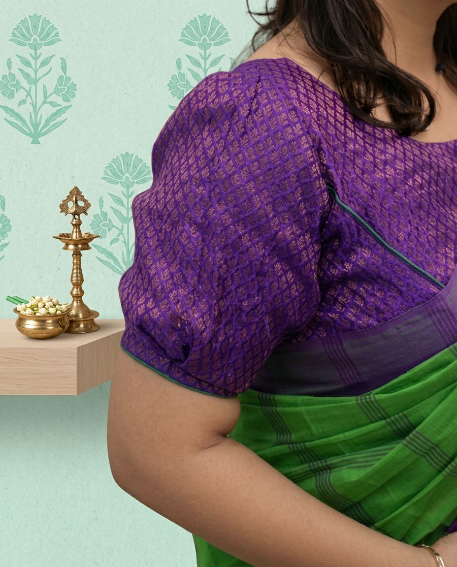 Check Cotton Saree Without Blouse