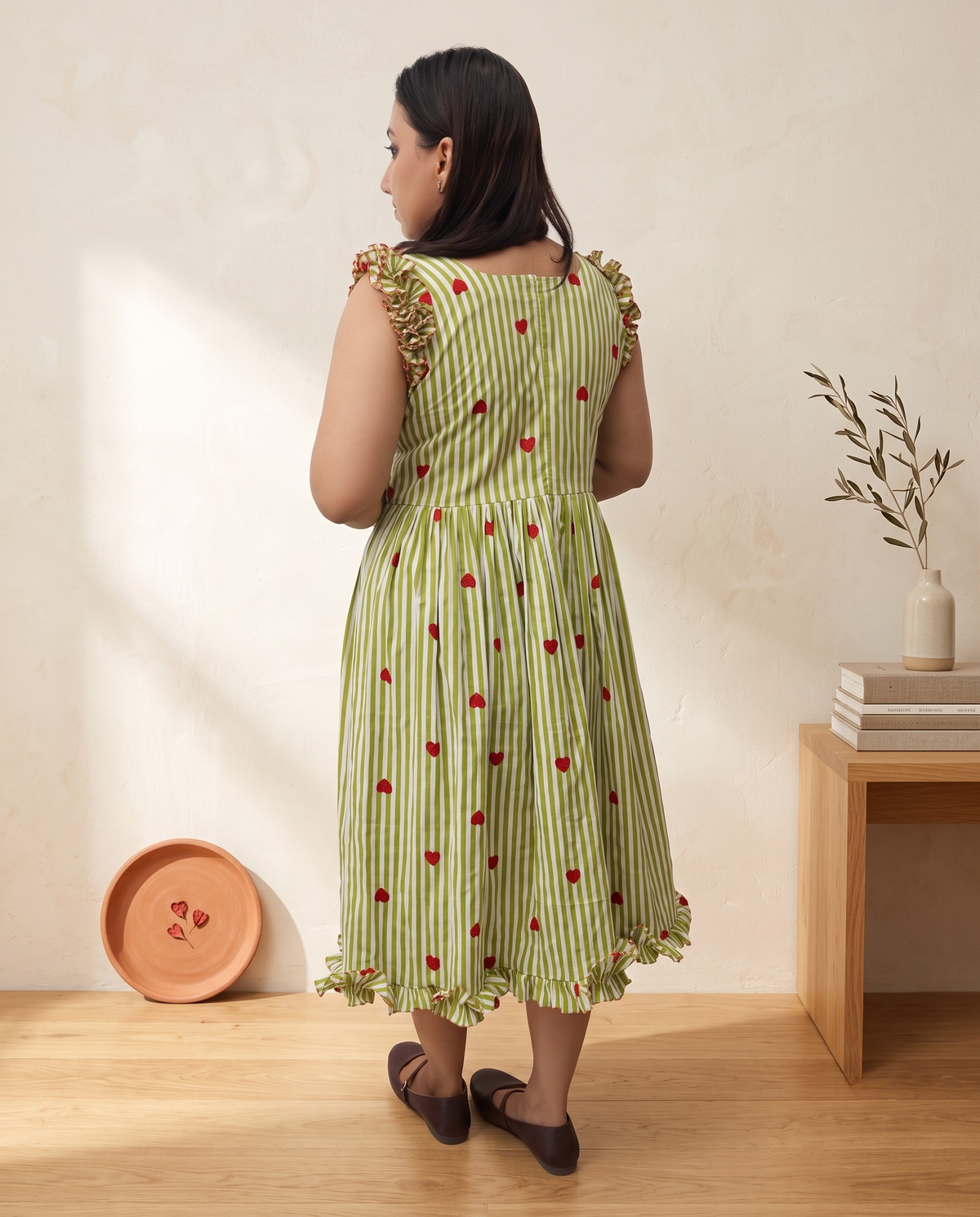 Pure cotton material Midi Frilled frock