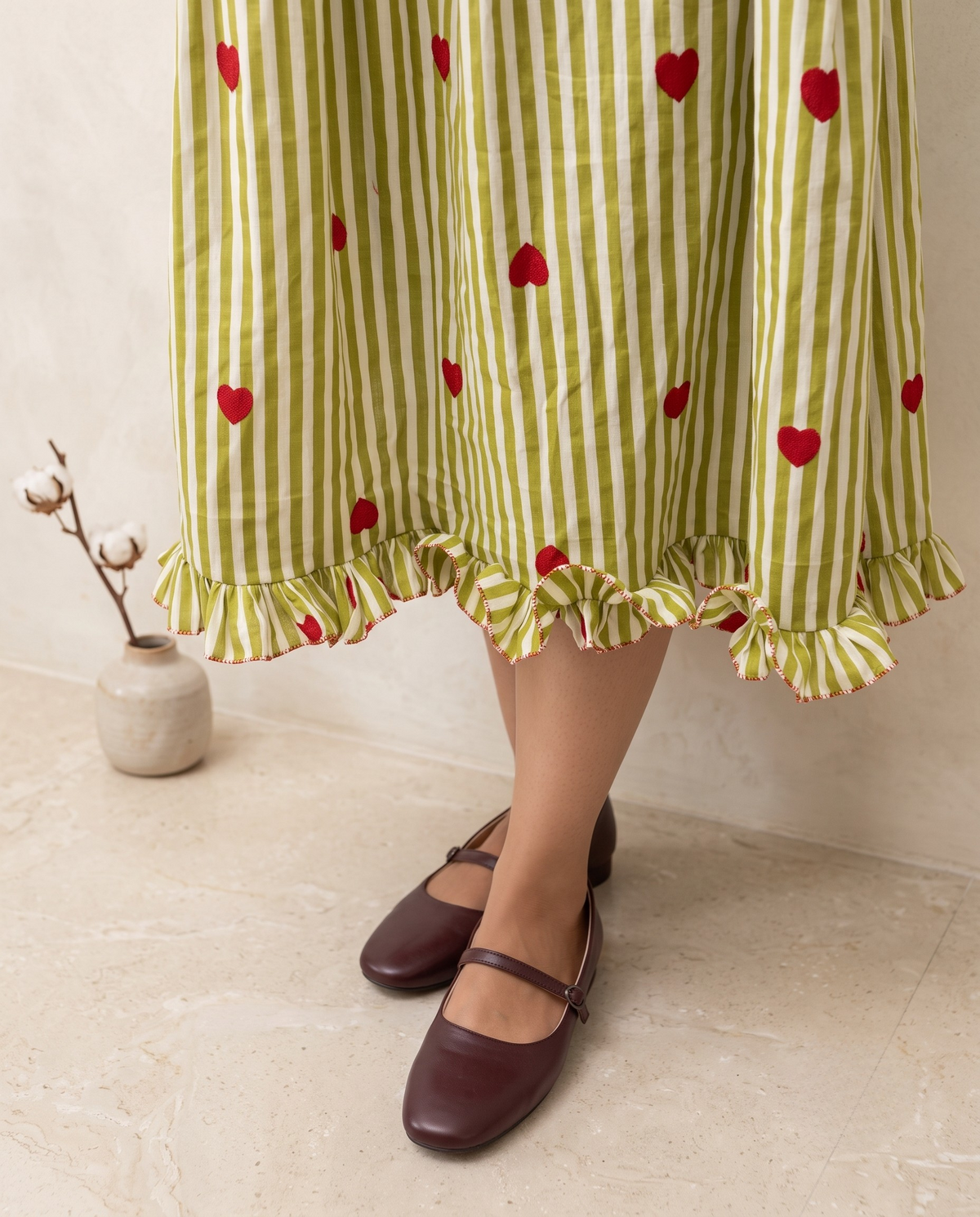 Pure cotton material Midi Frilled frock