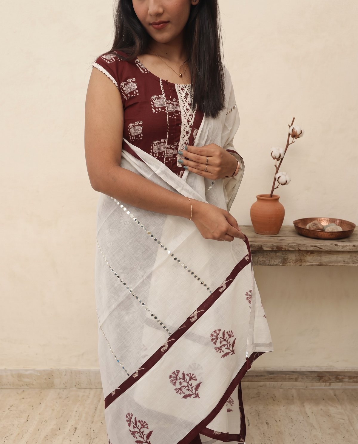 Mulcotton Churidar Set With Sleeve