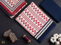 Navy Blue & Maroon Geometric Printed Mulcotton Saree