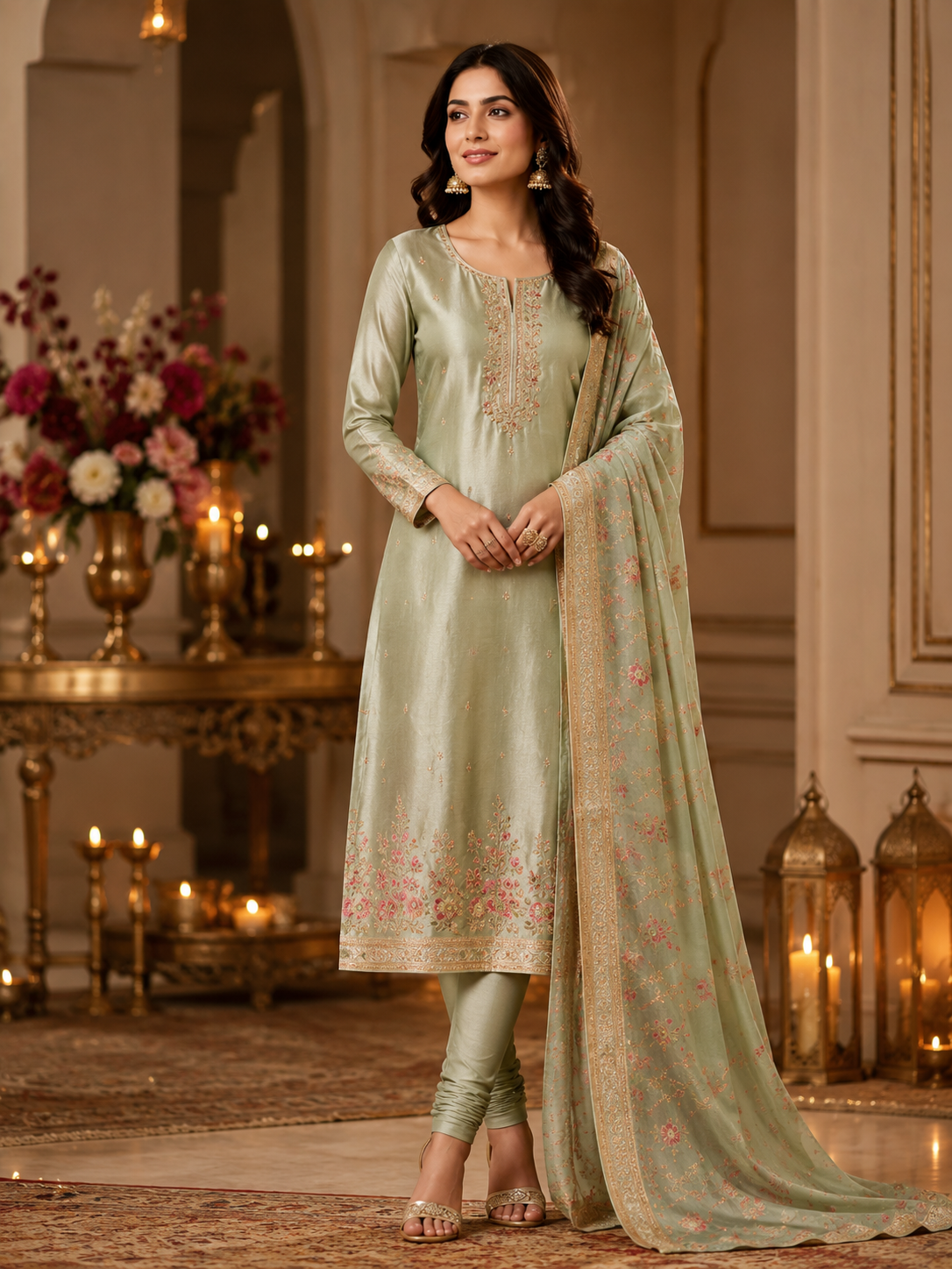Silk Blend Festive Churidar Set