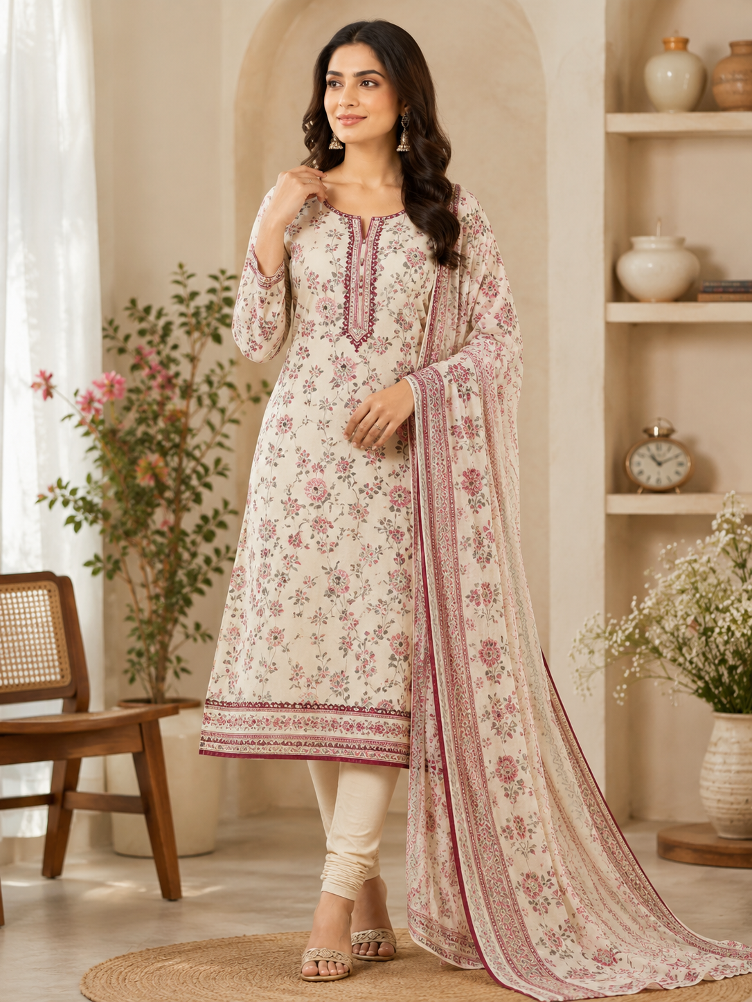 Printed Rayon Churidar Set