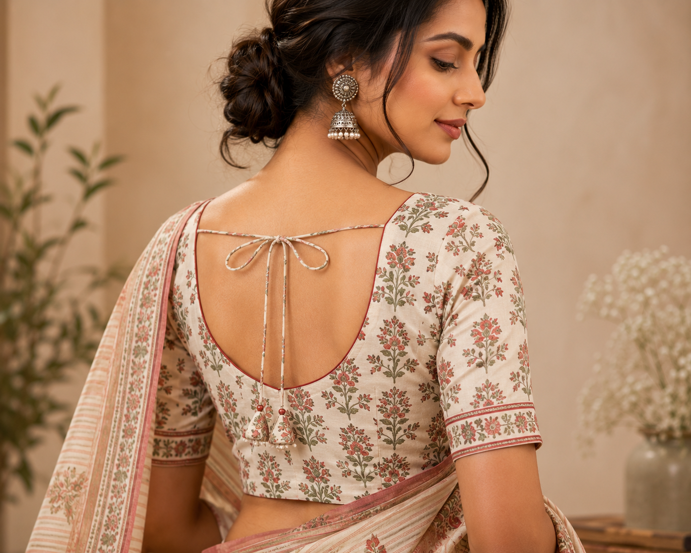 Printed Cotton Saree Blouse